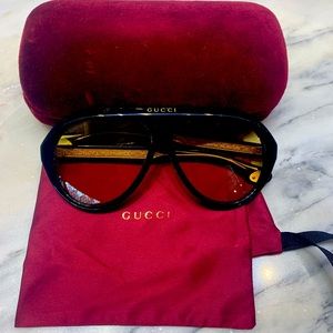 Gucci Yellow Lens Aviator Glasses